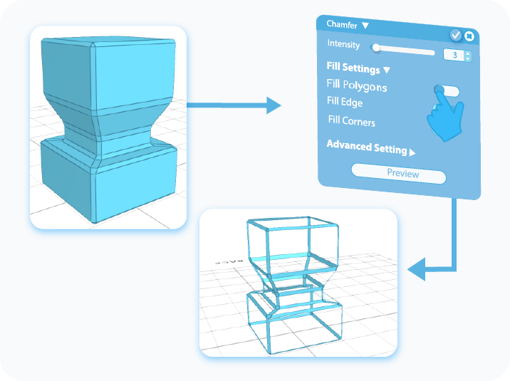 Toggle to enable fill polygons feature for Chamfer